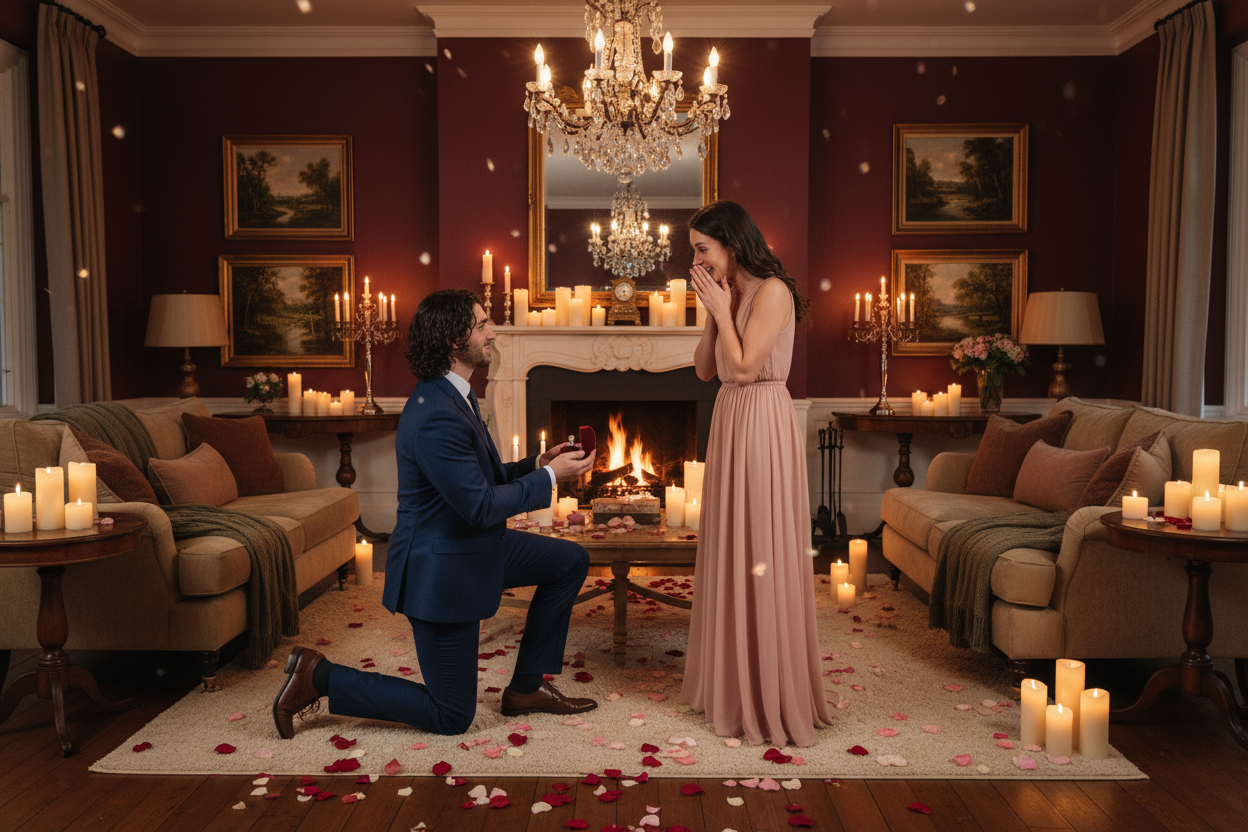 fais moi une demande en mariage dans un logement 